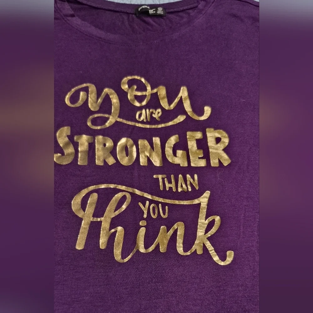 Popular Basics Violet Tee with Metallic Text